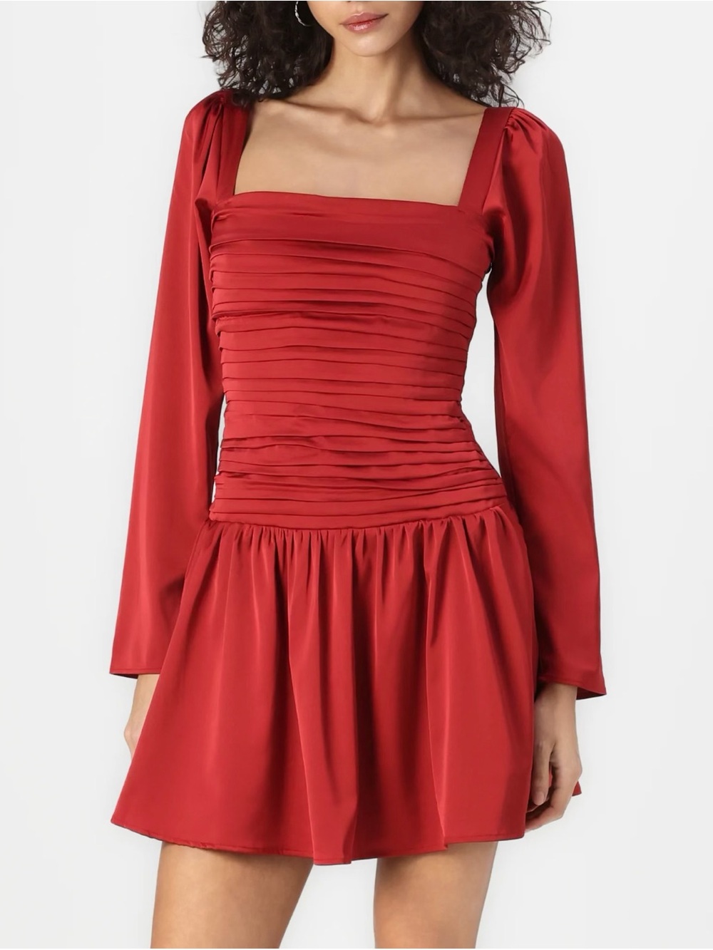 Emerson Drop-Waist Satin Mini Dress